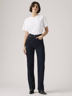 Levi's Premium quality High-Rise RibcageStraight Jeans in Dark 29W 32L